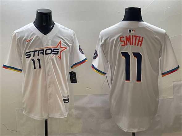 Men%27s Houston Astros #11 Cam Smith White 2025 City Connect Limited Stitched Jersey